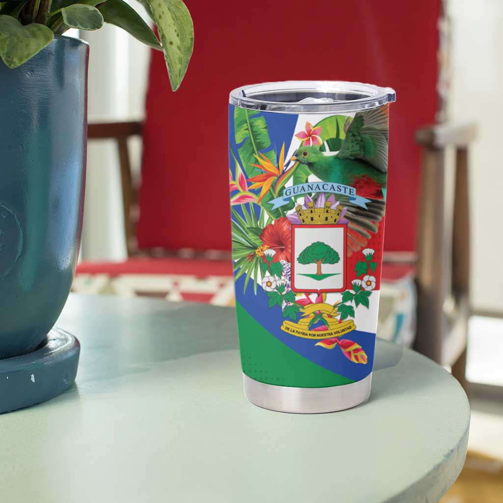 Costa Rica Guanacaste Day Tumbler Cup Resplendent Quetzal Tropical Flowers - Wonder Print Shop