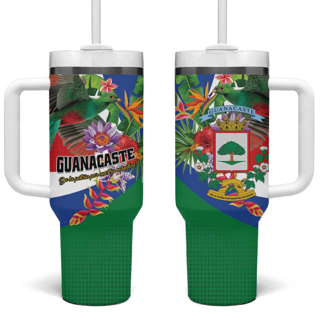 Costa Rica Guanacaste Day Tumbler With Handle Resplendent Quetzal Tropical Flowers - Wonder Print Shop