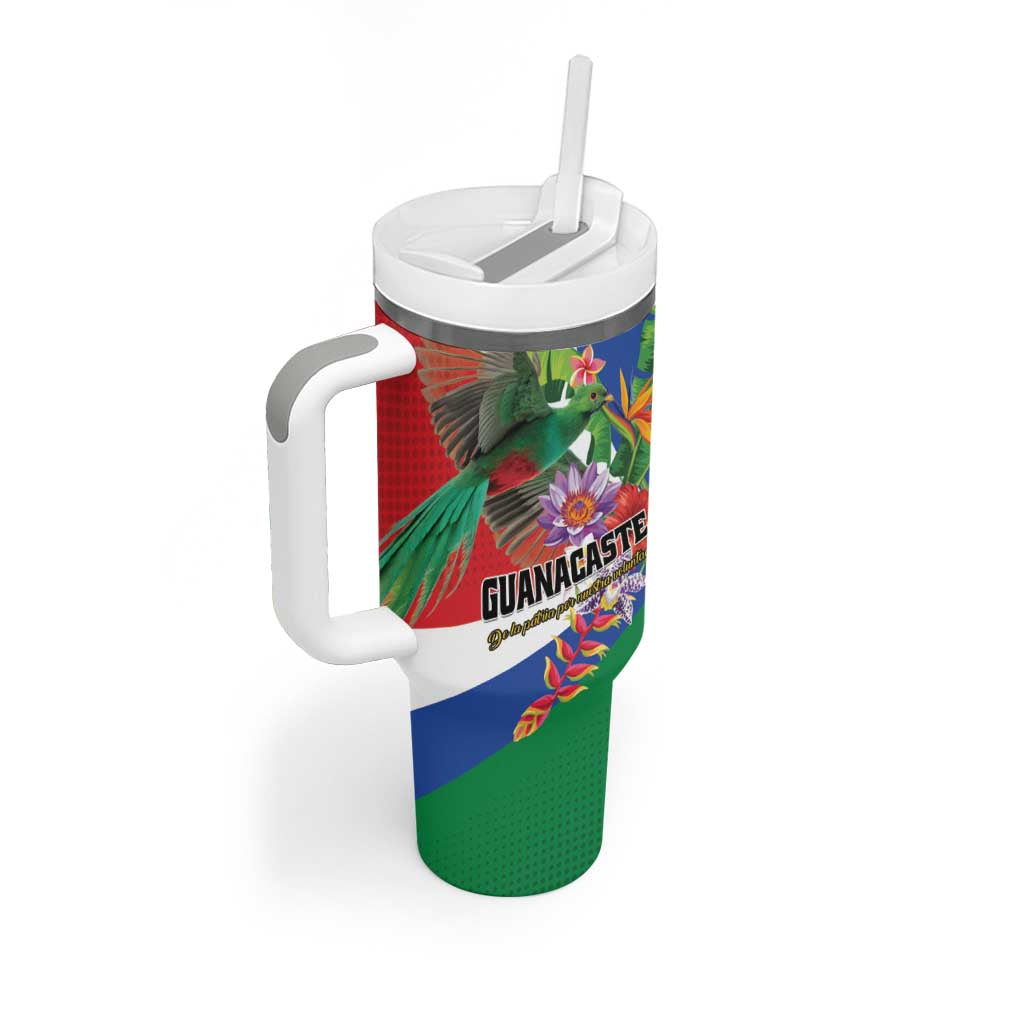 Costa Rica Guanacaste Day Tumbler With Handle Resplendent Quetzal Tropical Flowers - Wonder Print Shop