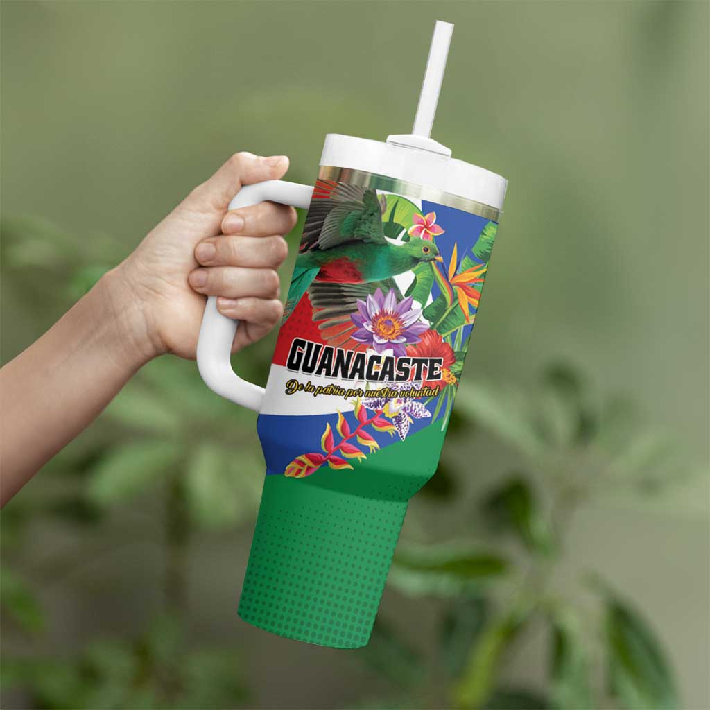 Costa Rica Guanacaste Day Tumbler With Handle Resplendent Quetzal Tropical Flowers - Wonder Print Shop