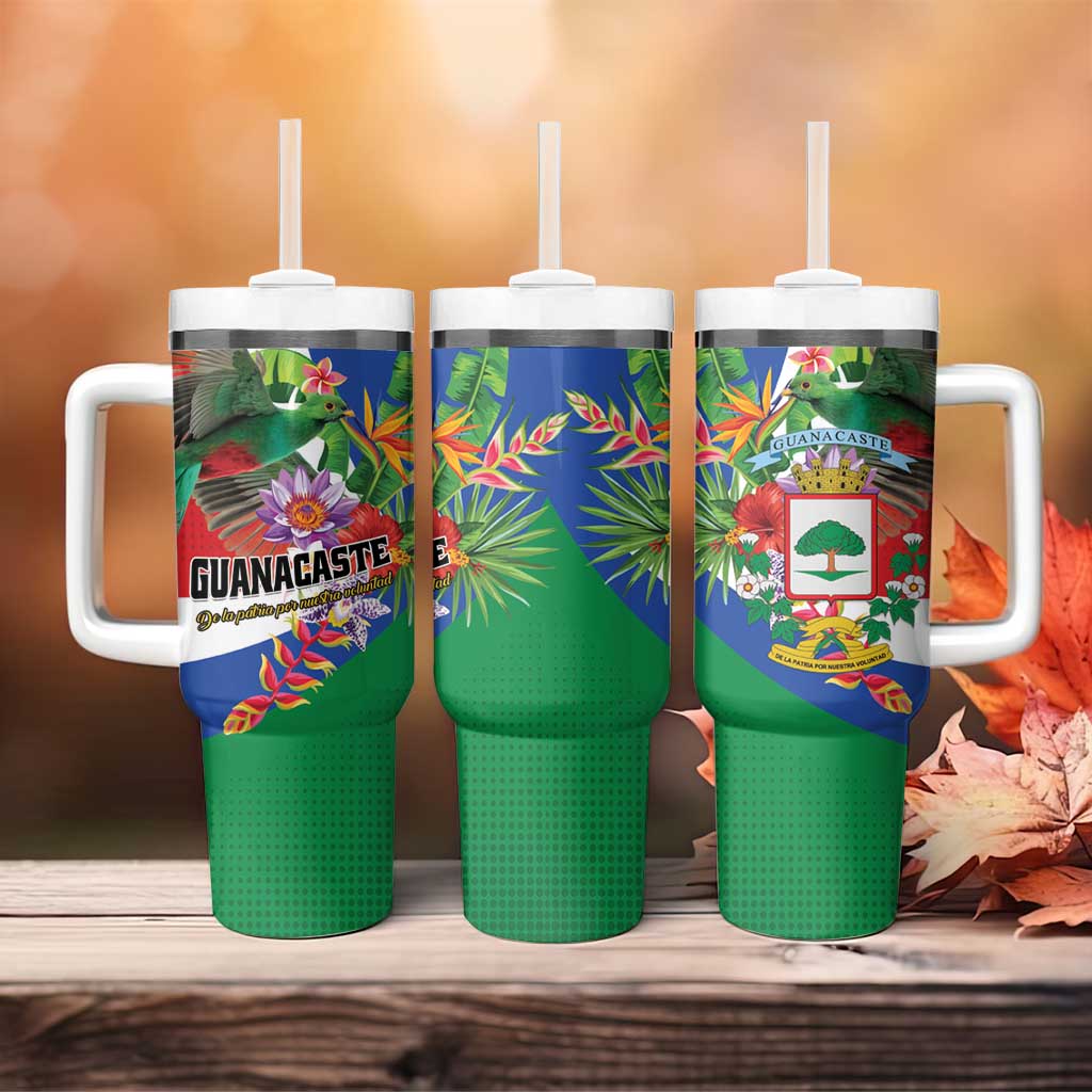 Costa Rica Guanacaste Day Tumbler With Handle Resplendent Quetzal Tropical Flowers - Wonder Print Shop