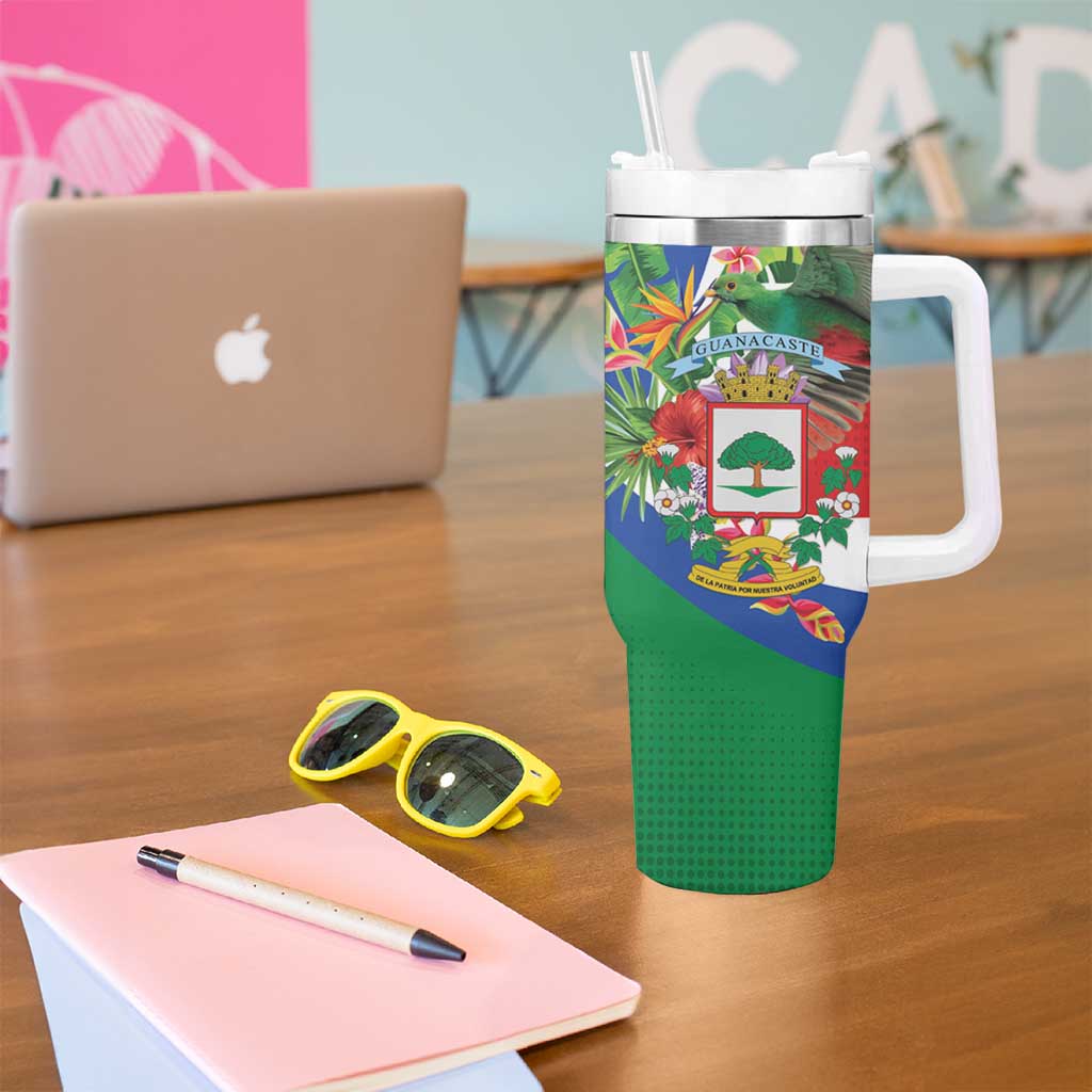 Costa Rica Guanacaste Day Tumbler With Handle Resplendent Quetzal Tropical Flowers - Wonder Print Shop