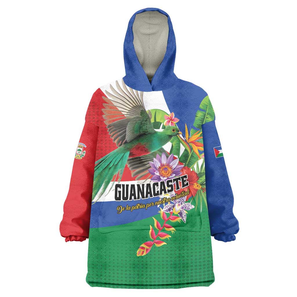 Costa Rica Guanacaste Day Wearable Blanket Hoodie Resplendent Quetzal Tropical Flowers - Wonder Print Shop
