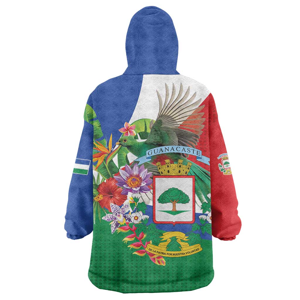 Costa Rica Guanacaste Day Wearable Blanket Hoodie Resplendent Quetzal Tropical Flowers - Wonder Print Shop