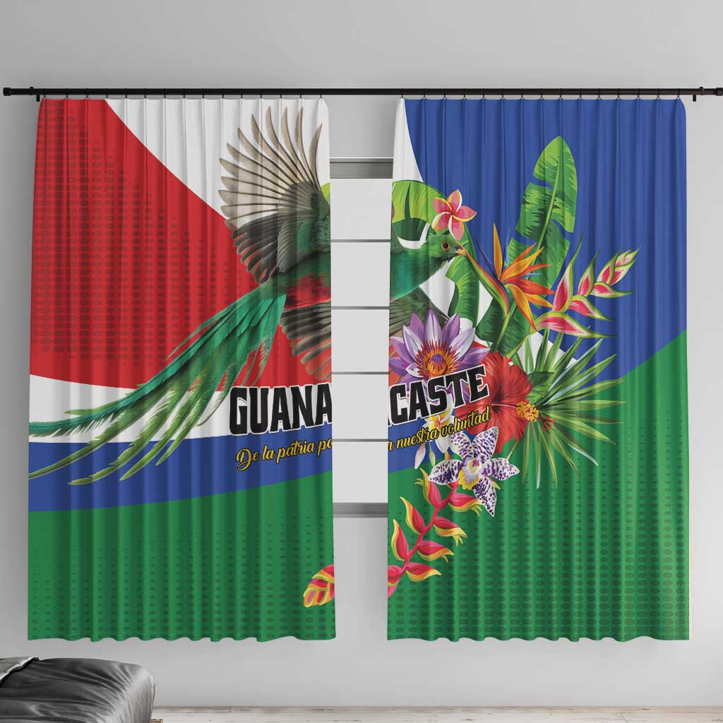Costa Rica Guanacaste Day Window Curtain Resplendent Quetzal Tropical Flowers - Wonder Print Shop