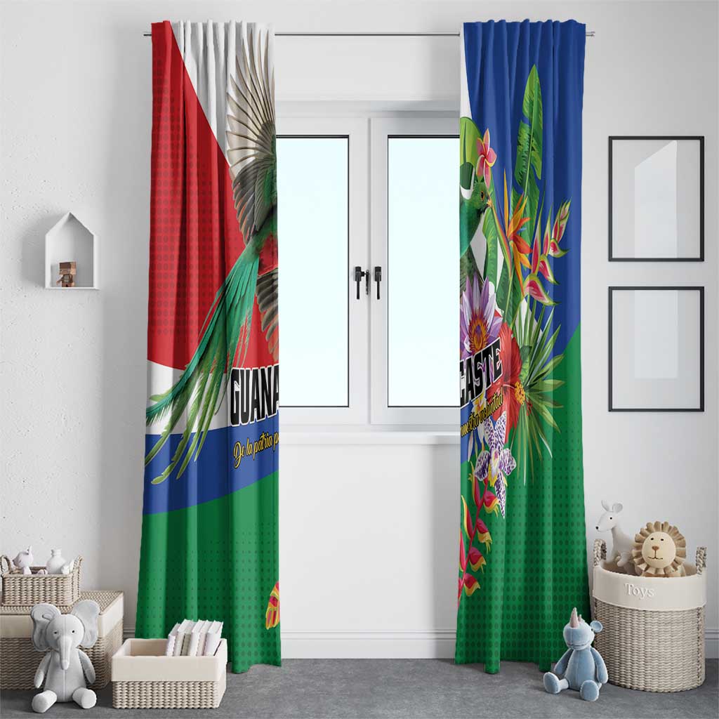 Costa Rica Guanacaste Day Window Curtain Resplendent Quetzal Tropical Flowers - Wonder Print Shop