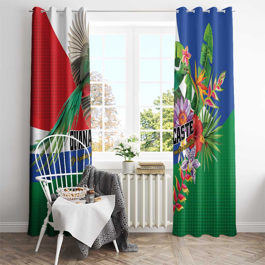 Costa Rica Guanacaste Day Window Curtain Resplendent Quetzal Tropical Flowers - Wonder Print Shop