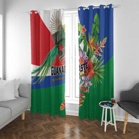 Costa Rica Guanacaste Day Window Curtain Resplendent Quetzal Tropical Flowers - Wonder Print Shop