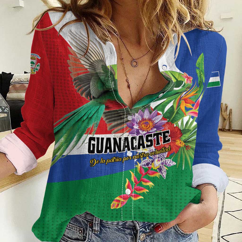 Costa Rica Guanacaste Day Women Casual Shirt Resplendent Quetzal Tropical Flowers - Wonder Print Shop
