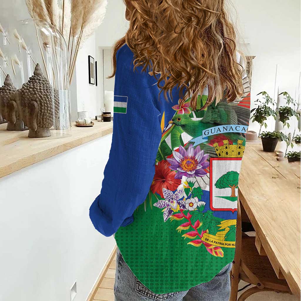 Costa Rica Guanacaste Day Women Casual Shirt Resplendent Quetzal Tropical Flowers - Wonder Print Shop