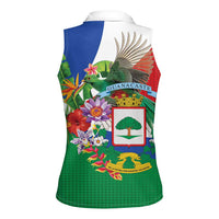 Costa Rica Guanacaste Day Women Sleeveless Polo Shirt Resplendent Quetzal Tropical Flowers - Wonder Print Shop
