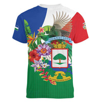 Costa Rica Guanacaste Day Women V-Neck T-Shirt Resplendent Quetzal Tropical Flowers - Wonder Print Shop