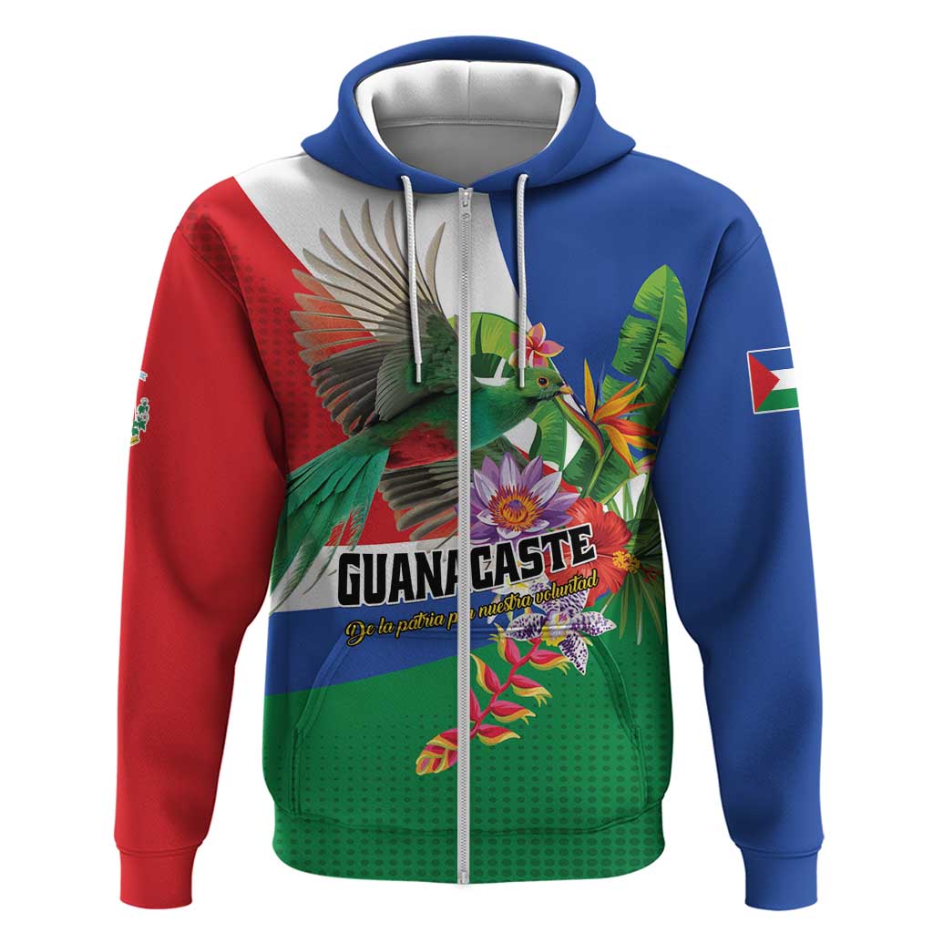 Costa Rica Guanacaste Day Zip Hoodie Resplendent Quetzal Tropical Flowers - Wonder Print Shop
