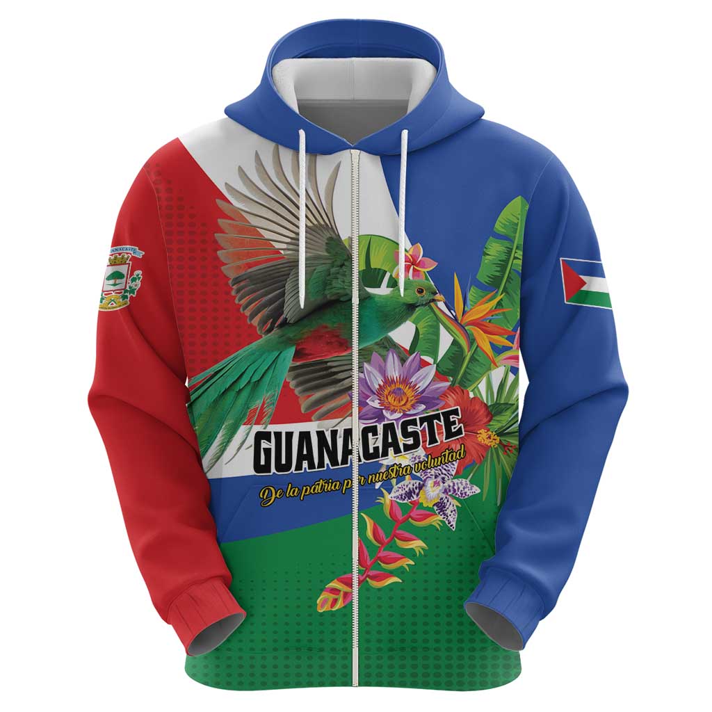 Costa Rica Guanacaste Day Zip Hoodie Resplendent Quetzal Tropical Flowers - Wonder Print Shop