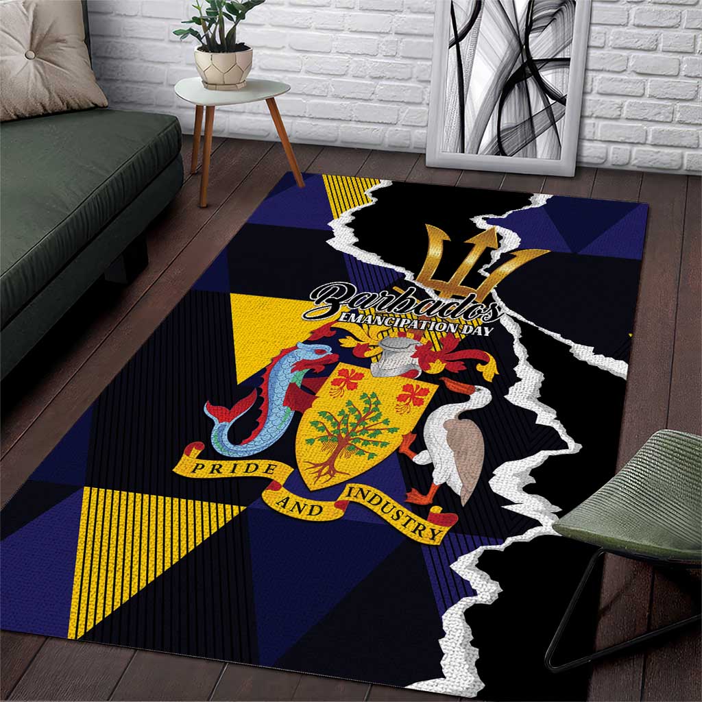 Barbados Emancipation Day Area Rug Luxury Gold Trident - Wonder Print Shop