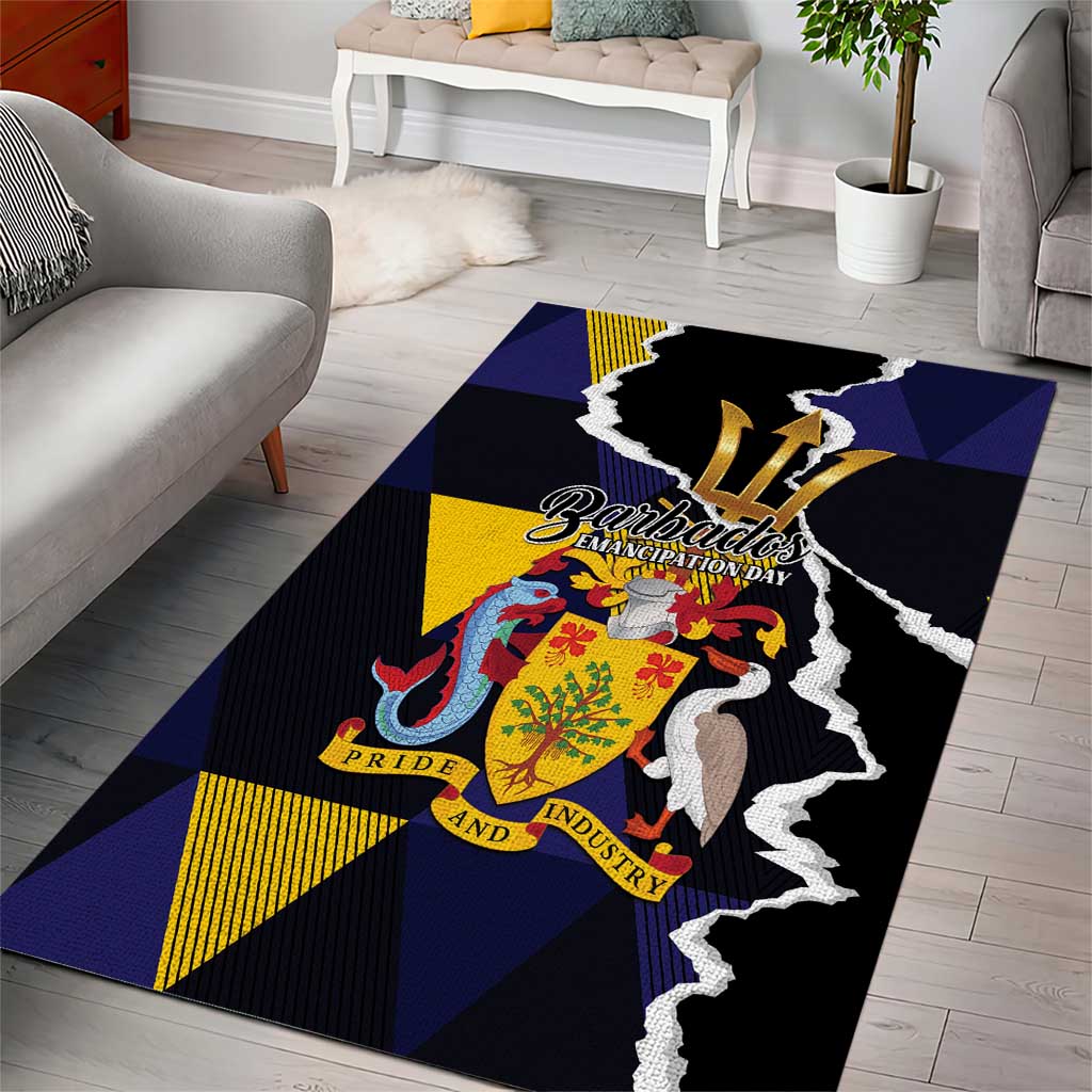 Barbados Emancipation Day Area Rug Luxury Gold Trident - Wonder Print Shop