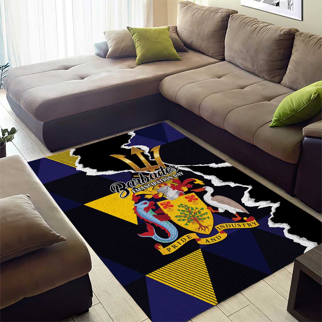 Barbados Emancipation Day Area Rug Luxury Gold Trident - Wonder Print Shop