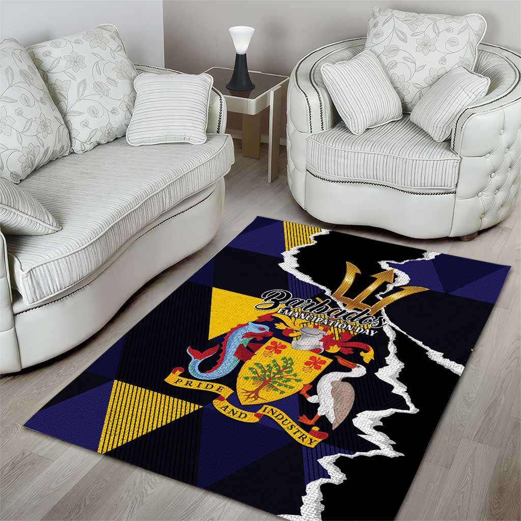 Barbados Emancipation Day Area Rug Luxury Gold Trident - Wonder Print Shop