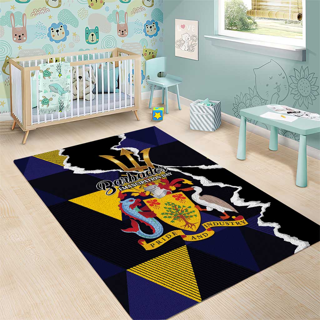 Barbados Emancipation Day Area Rug Luxury Gold Trident - Wonder Print Shop