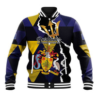 Personalized Barbados Emancipation Day Baseball Jacket Luxury Gold Trident - Wonder Print Shop
