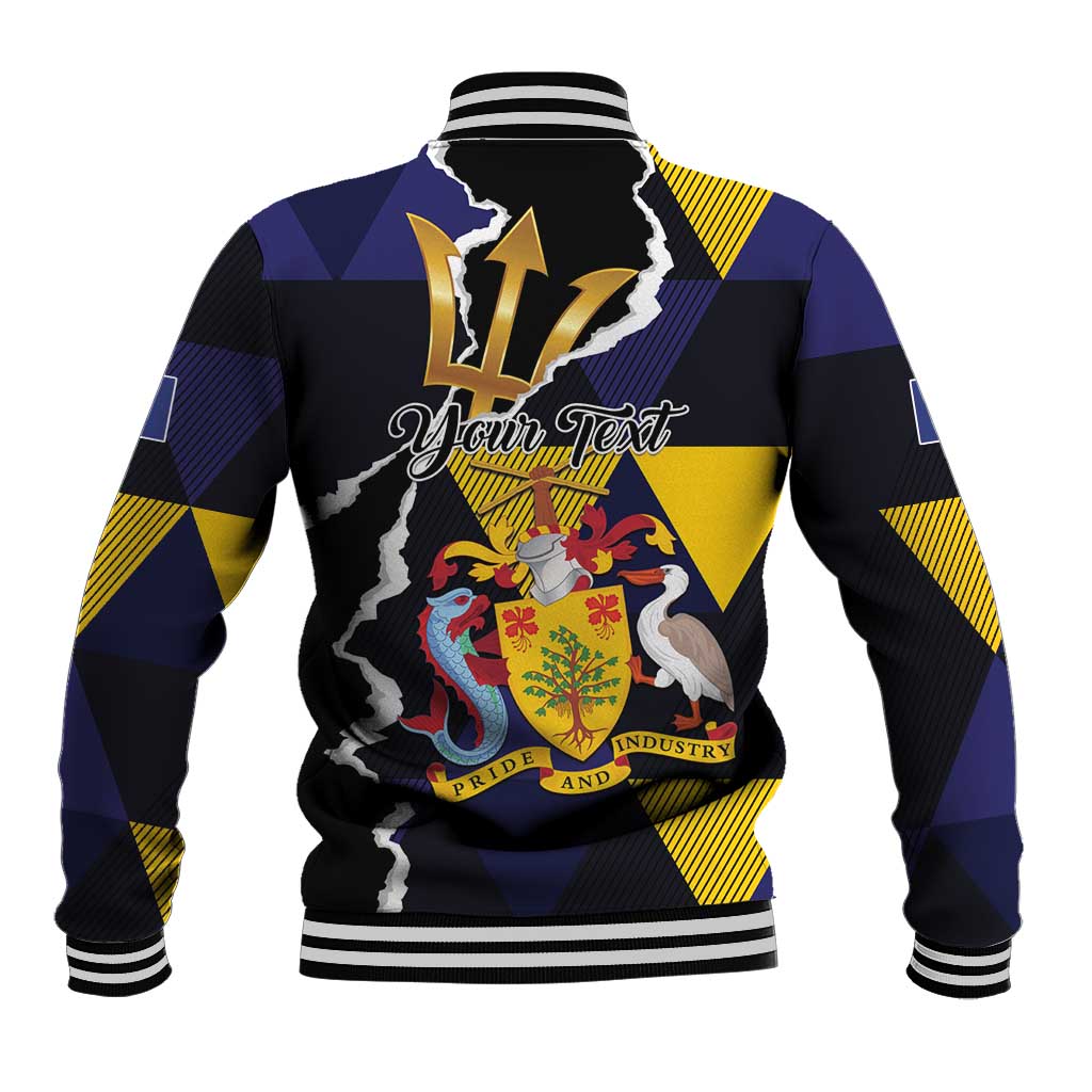 Personalized Barbados Emancipation Day Baseball Jacket Luxury Gold Trident - Wonder Print Shop