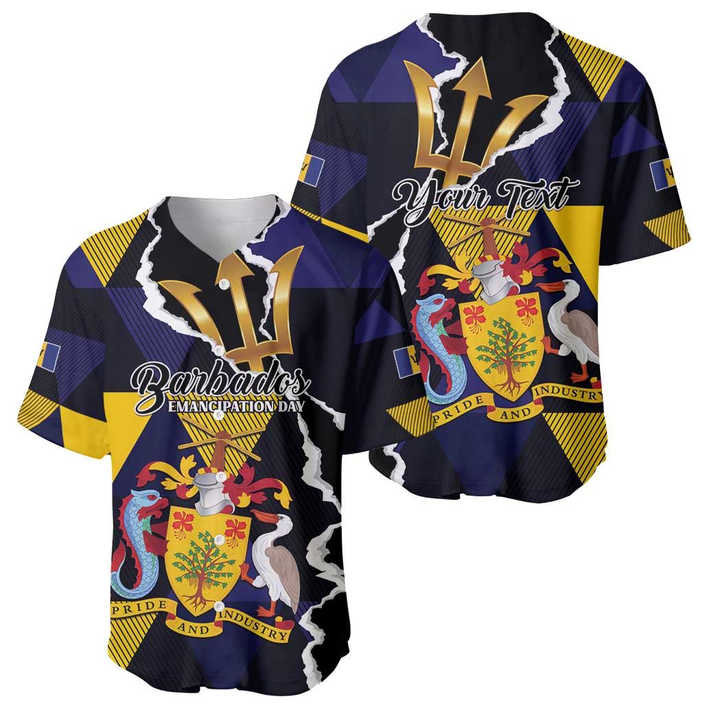 Personalized Barbados Emancipation Day Baseball Jersey Luxury Gold Trident - Wonder Print Shop