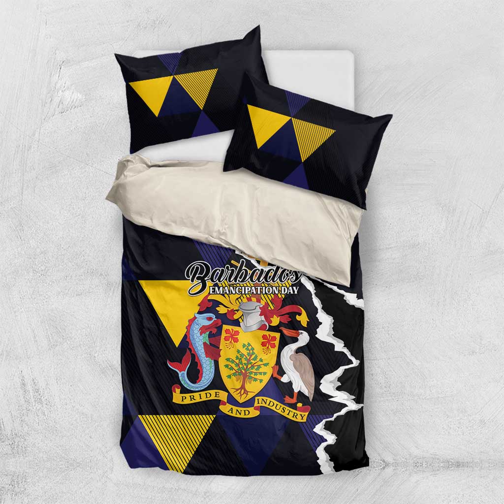 Barbados Emancipation Day Bedding Set Luxury Gold Trident - Wonder Print Shop