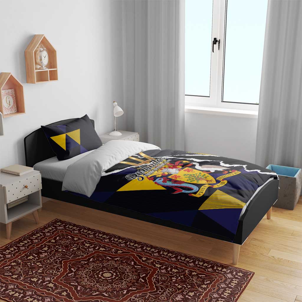 Barbados Emancipation Day Bedding Set Luxury Gold Trident - Wonder Print Shop