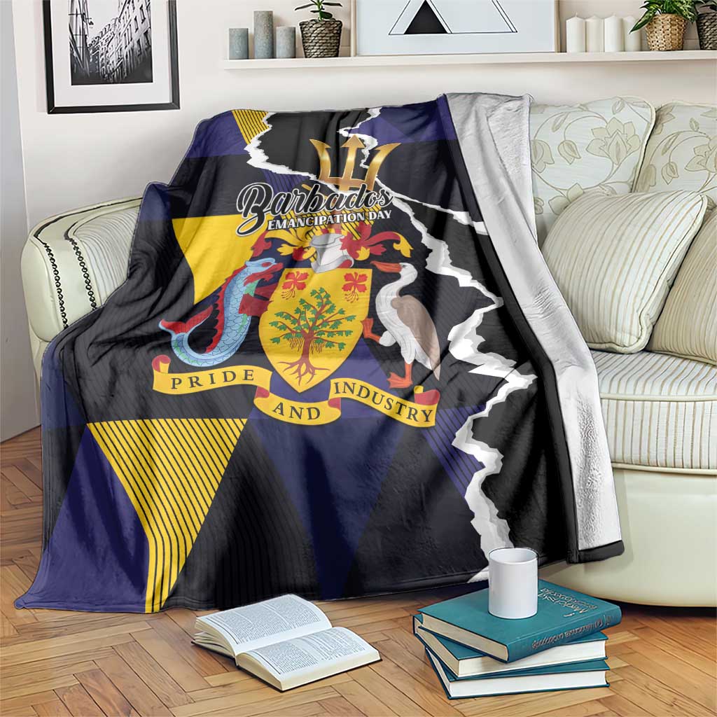 Barbados Emancipation Day Blanket Luxury Gold Trident - Wonder Print Shop