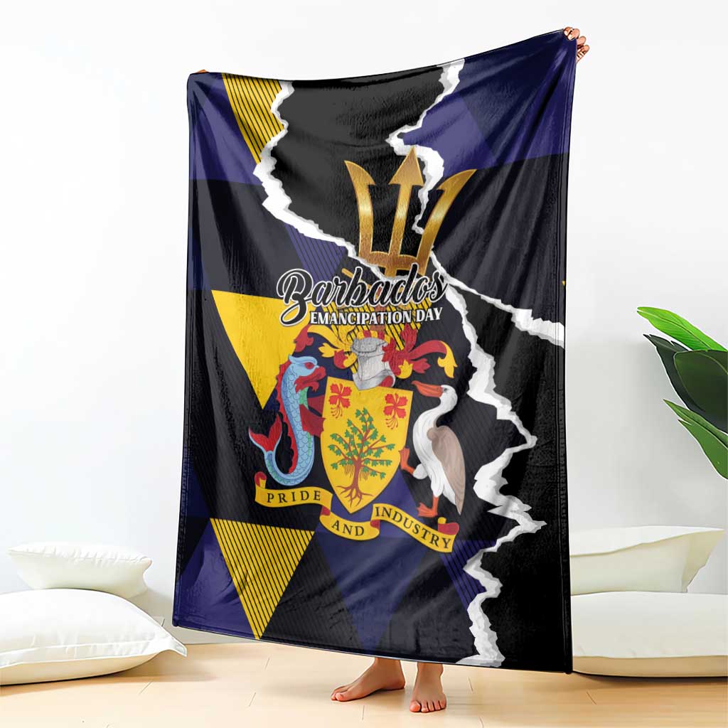 Barbados Emancipation Day Blanket Luxury Gold Trident - Wonder Print Shop