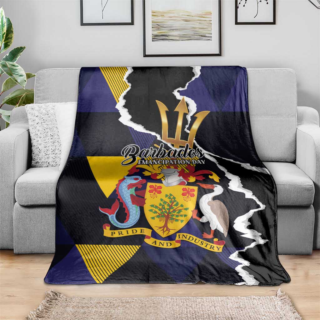 Barbados Emancipation Day Blanket Luxury Gold Trident - Wonder Print Shop