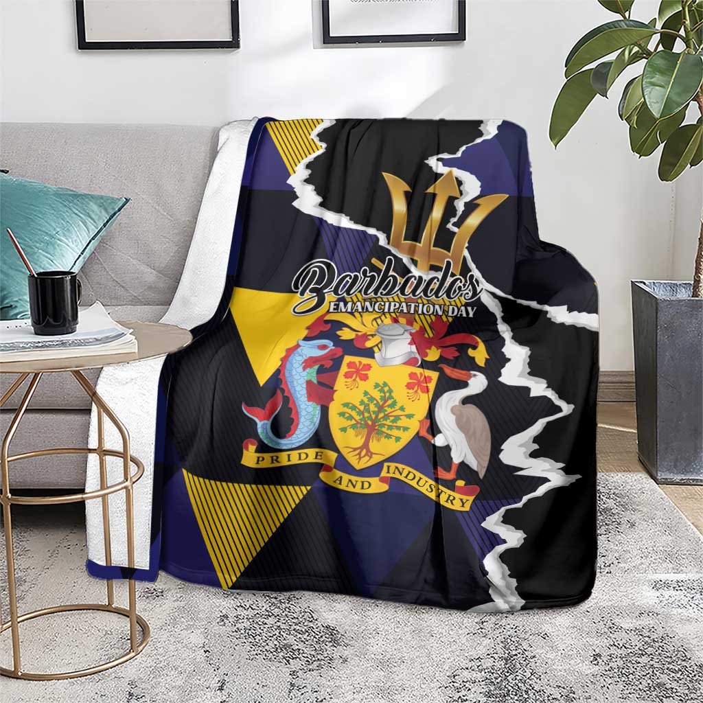 Barbados Emancipation Day Blanket Luxury Gold Trident - Wonder Print Shop