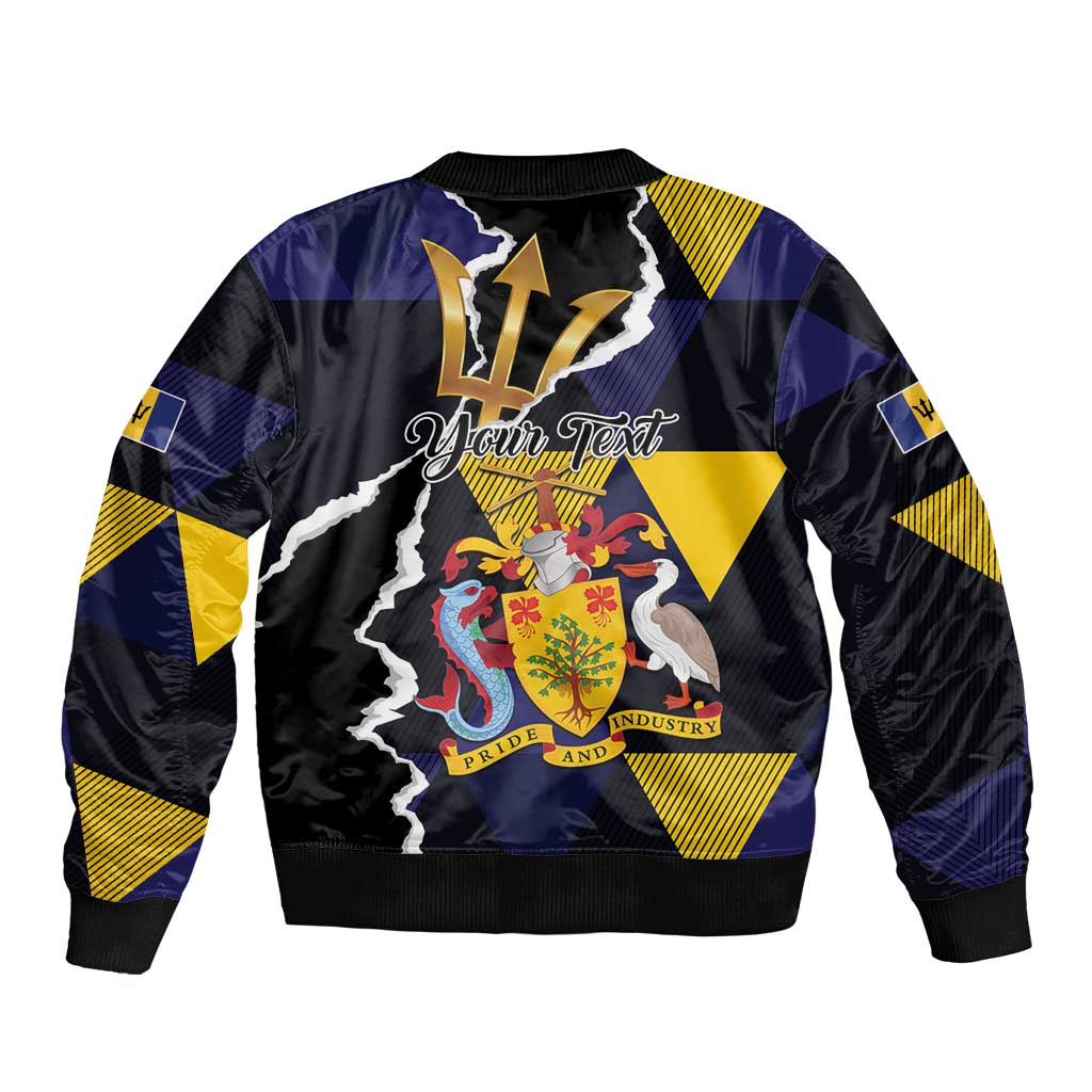 Personalized Barbados Emancipation Day Bomber Jacket Luxury Gold Trident - Wonder Print Shop