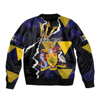 Personalized Barbados Emancipation Day Bomber Jacket Luxury Gold Trident - Wonder Print Shop