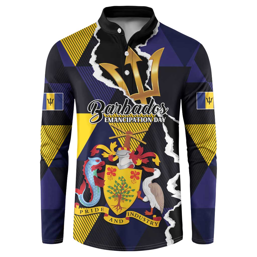 Personalized Barbados Emancipation Day Button Sweatshirt Luxury Gold Trident - Wonder Print Shop