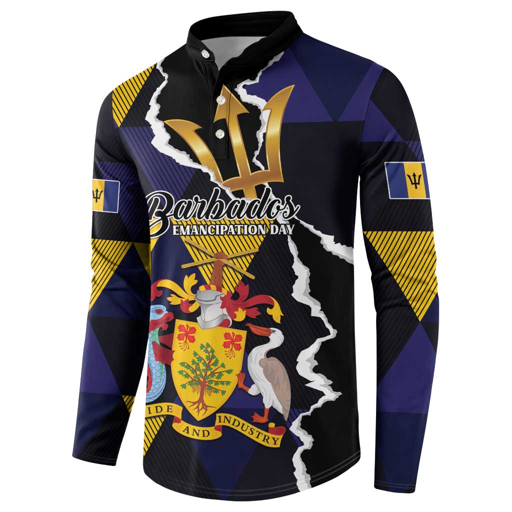 Personalized Barbados Emancipation Day Button Sweatshirt Luxury Gold Trident - Wonder Print Shop