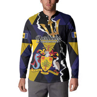 Personalized Barbados Emancipation Day Button Sweatshirt Luxury Gold Trident - Wonder Print Shop