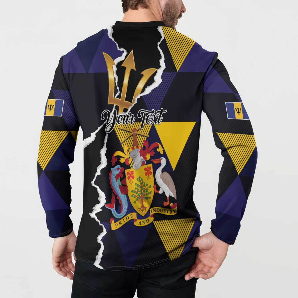 Personalized Barbados Emancipation Day Button Sweatshirt Luxury Gold Trident - Wonder Print Shop