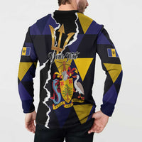 Personalized Barbados Emancipation Day Button Sweatshirt Luxury Gold Trident - Wonder Print Shop