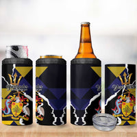 Personalized Barbados Emancipation Day 4 in 1 Can Cooler Tumbler Luxury Gold Trident - Wonder Print Shop