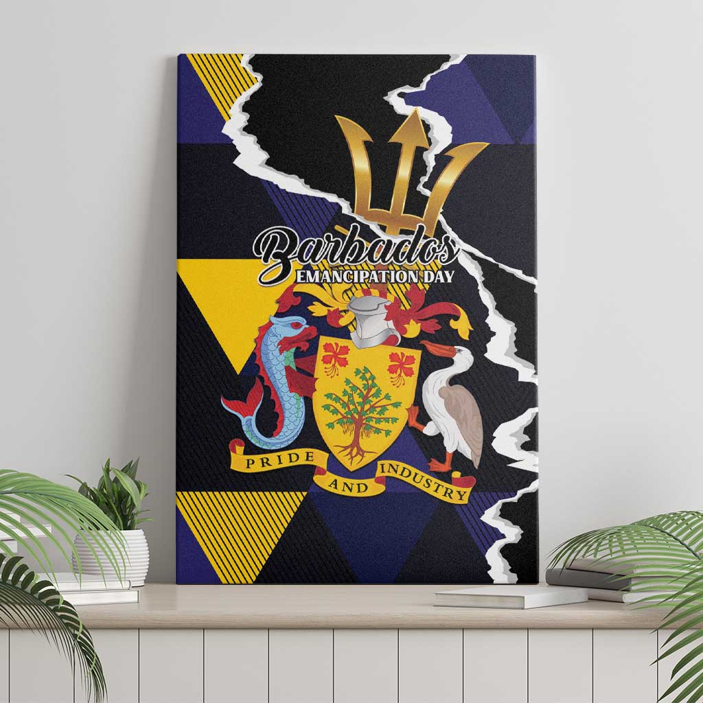 Barbados Emancipation Day Canvas Wall Art Luxury Gold Trident - Wonder Print Shop