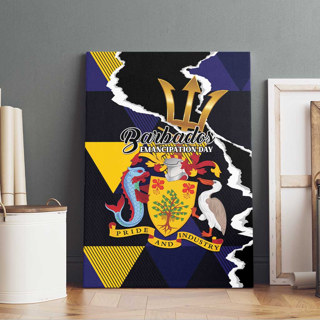 Barbados Emancipation Day Canvas Wall Art Luxury Gold Trident - Wonder Print Shop