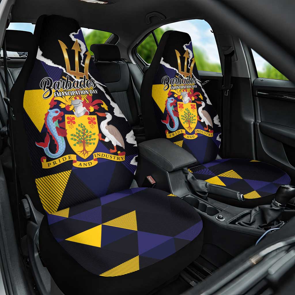 Barbados Emancipation Day Car Seat Cover Luxury Gold Trident - Wonder Print Shop
