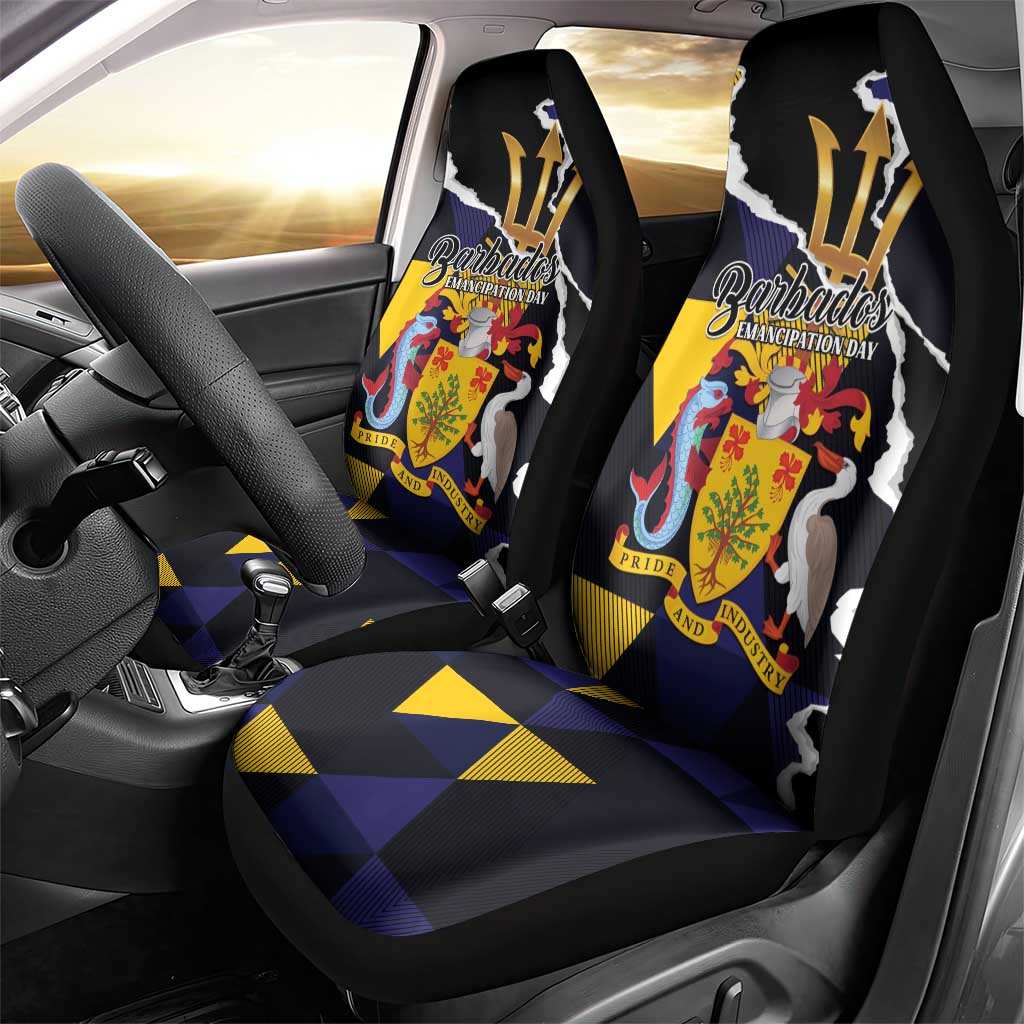 Barbados Emancipation Day Car Seat Cover Luxury Gold Trident - Wonder Print Shop
