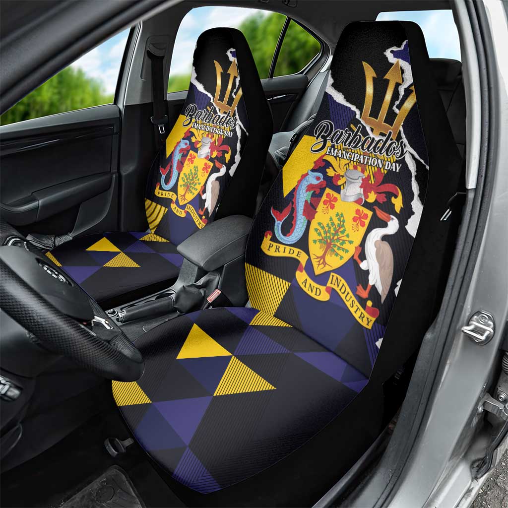 Barbados Emancipation Day Car Seat Cover Luxury Gold Trident - Wonder Print Shop