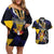 Personalized Barbados Emancipation Day Couples Matching Off Shoulder Short Dress and Hawaiian Shirt Luxury Gold Trident - Wonder Print Shop