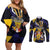 Personalized Barbados Emancipation Day Couples Matching Off Shoulder Short Dress and Long Sleeve Button Shirt Luxury Gold Trident - Wonder Print Shop