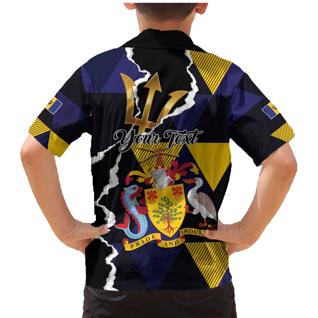 Personalized Barbados Emancipation Day Family Matching Mermaid Dress and Hawaiian Shirt Luxury Gold Trident - Wonder Print Shop