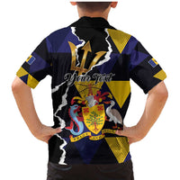 Personalized Barbados Emancipation Day Family Matching Mermaid Dress and Hawaiian Shirt Luxury Gold Trident - Wonder Print Shop