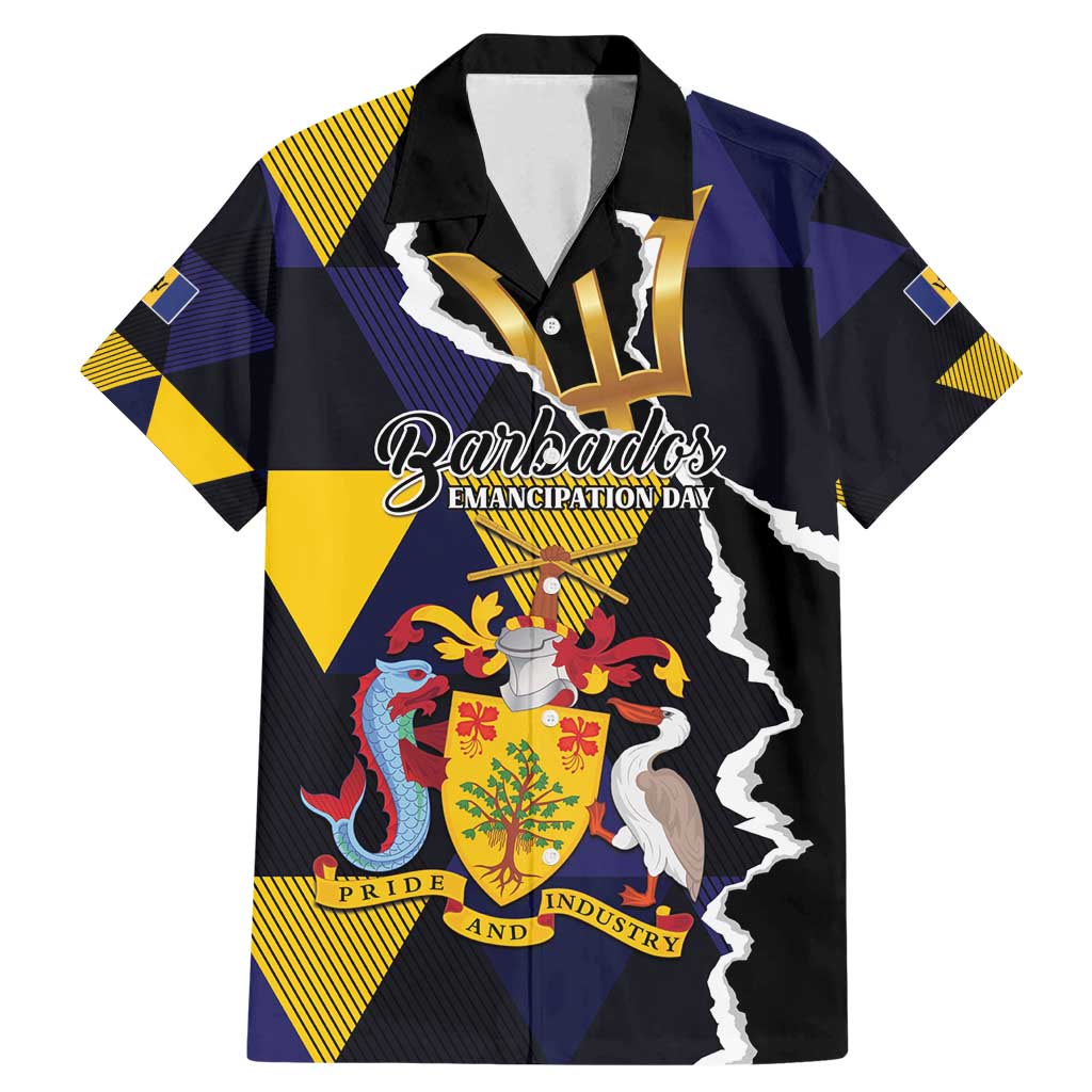 Personalized Barbados Emancipation Day Family Matching Mermaid Dress and Hawaiian Shirt Luxury Gold Trident - Wonder Print Shop